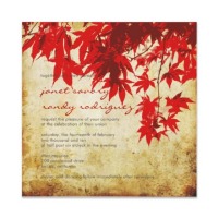 red maple leaves fall wedding invitation